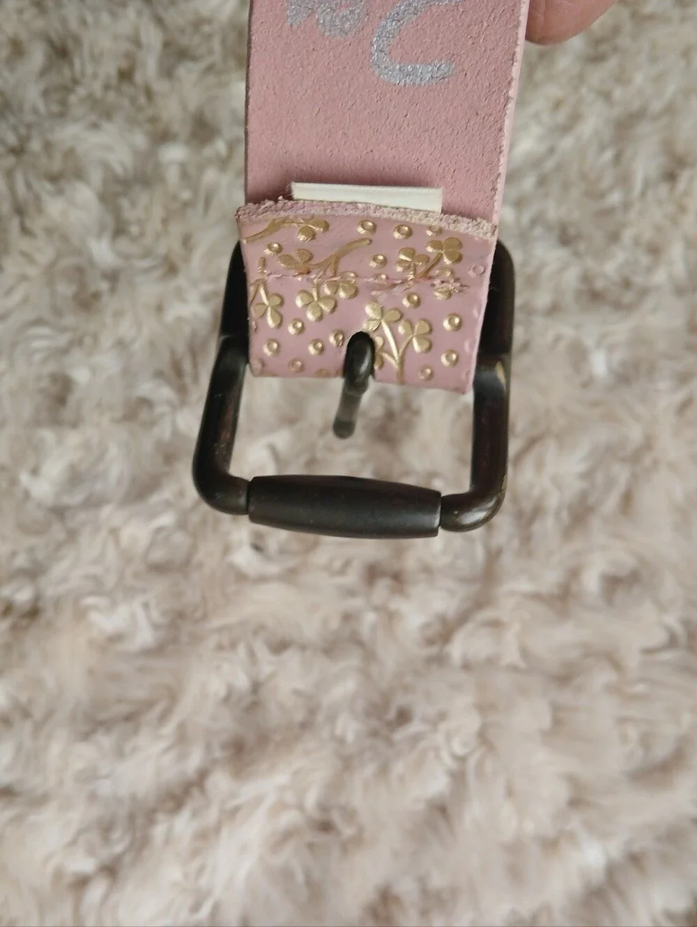 💎 GAP Women's Belt Pink Floral Embossed Leather